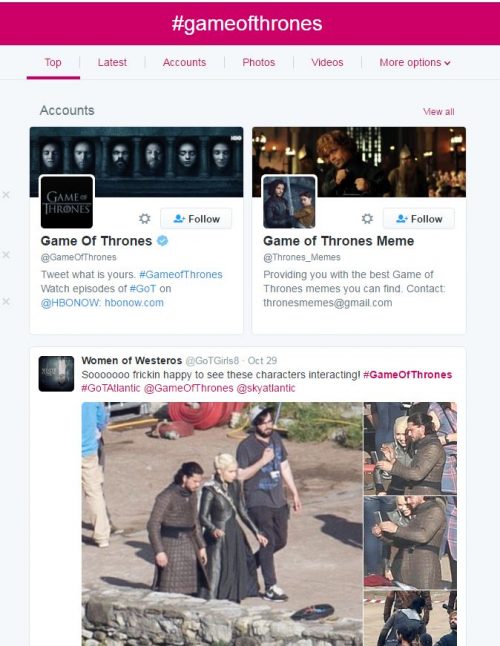 Hashtag Twitter Search Game-Of-Thrones
